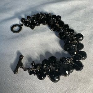 Black cluster bead toggle bracelet